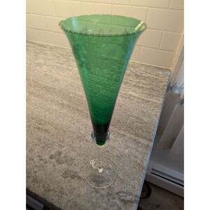 Lenox Crystal EMERALD Green Champagne Flute, Etched Holly